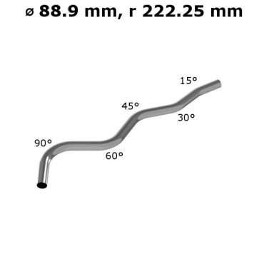 Rura gięta ⌀ 88,9 mm ze stali nierdzewnej AISI 304, promień gięcia 2,5 ⌀