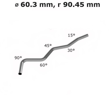 Rura gięta ⌀ 60,3 mm ze stali nierdzewnej AISI 304, promień gięcia 1.5 ⌀