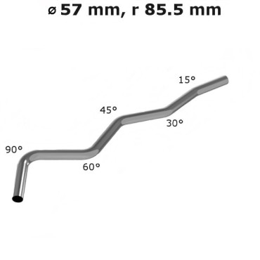 Rura gięta ⌀ 57 mm ze stali nierdzewnej AISI 304, promień gięcia 1.5 ⌀