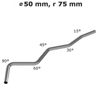 Rura gięta ⌀ 50 mm ze stali nierdzewnej AISI 304, promień gięcia 1.5 ⌀