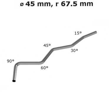 Rura gięta ⌀ 45 mm ze stali nierdzewnej AISI 304, promień gięcia 1.5 ⌀