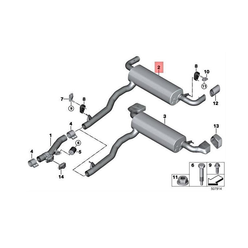 Tłumik końcowy BMW 5 G30 - 530D - 18308479924 18308588100 18308588112 10432421